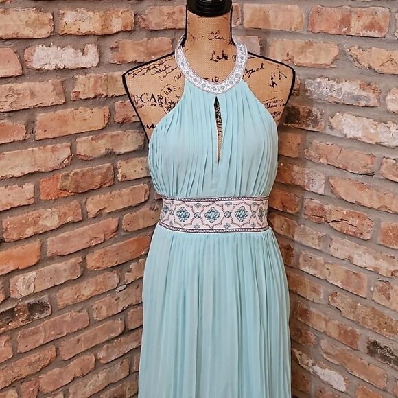 Boutique Style Aqua Halter Maxi dress size XL - Picture 3 of 12